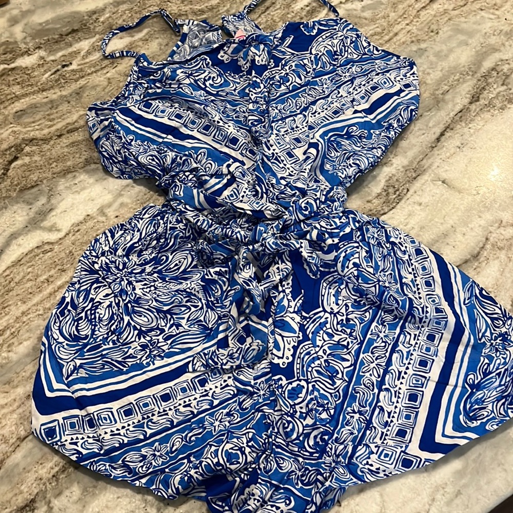 Lilly Pulitzer Blue and White Romper - NWOT